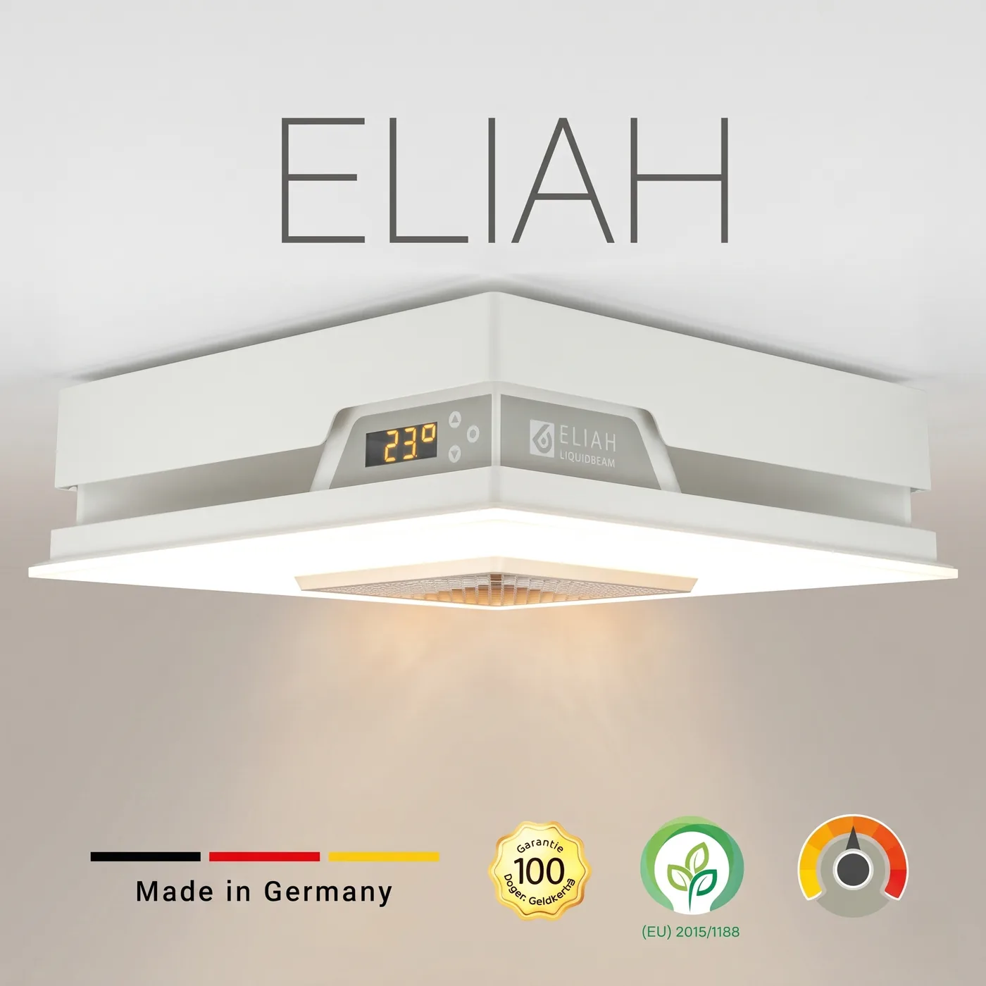 ELIAH Wärmedeckenlampe - 3400 Lumen LED und 2200W Heizung Made in Germany